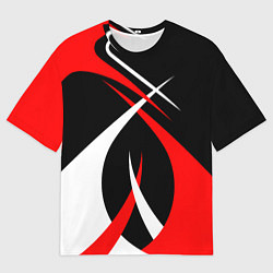 Футболка оверсайз мужская Красные и белые линии, цвет: 3D-принт