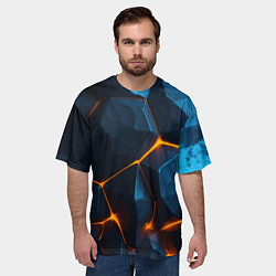 Футболка оверсайз мужская Разлом плит с оранжевым свечением, цвет: 3D-принт — фото 2
