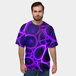 Футболка оверсайз мужская Фиолетовы неоновые соты, цвет: 3D-принт — фото 2