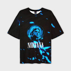 Футболка оверсайз мужская Nirvana рок бенд краски, цвет: 3D-принт