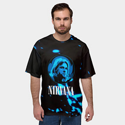 Футболка оверсайз мужская Nirvana рок бенд краски, цвет: 3D-принт — фото 2