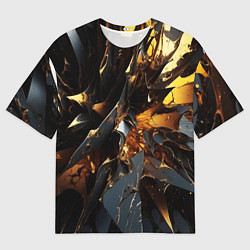 Футболка оверсайз мужская Раскол черных плит и янтаря, цвет: 3D-принт