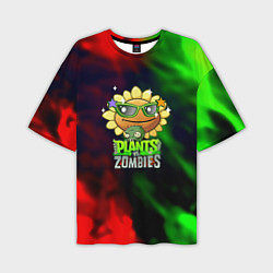 Мужская футболка оверсайз Plants vs zombies огненный градиент