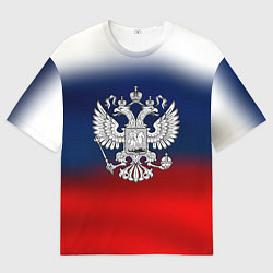 Мужская футболка оверсайз Россия герб краски