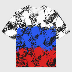 Футболка оверсайз мужская Российский флаг брызги, цвет: 3D-принт