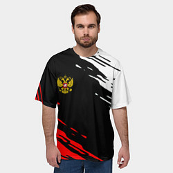 Футболка оверсайз мужская Герб РФ краски текстура абстрактные, цвет: 3D-принт — фото 2