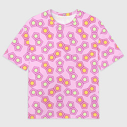 Мужская футболка оверсайз Мозаика на розовом