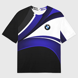 Футболка оверсайз мужская BMW Logotype - blue waves, цвет: 3D-принт