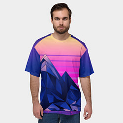 Футболка оверсайз мужская Vaporwave неоновые горы, цвет: 3D-принт — фото 2