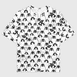 Футболка оверсайз мужская Узор с пингвинами, цвет: 3D-принт