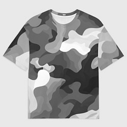 Футболка оверсайз мужская Камуфляж серый монохром, цвет: 3D-принт