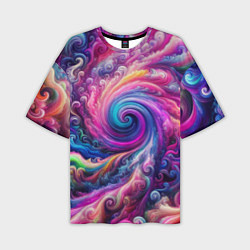 Мужская футболка оверсайз Абстракция, водоворот из ярких красок