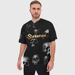 Футболка оверсайз мужская Sabaton - logo rock group, цвет: 3D-принт — фото 2