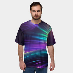 Футболка оверсайз мужская Неоновые лучи на фиолетовом фоне, цвет: 3D-принт — фото 2