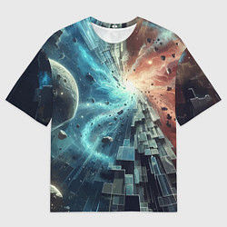 Футболка оверсайз мужская Рождение новой планеты - неоновое свечение, цвет: 3D-принт