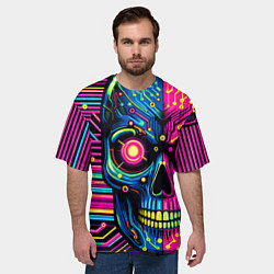 Футболка оверсайз мужская Pop art skull - ai art, цвет: 3D-принт — фото 2