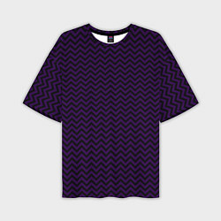 Мужская футболка оверсайз Чёрно-фиолетовый ломаные полосы