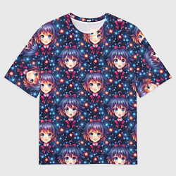 Мужская футболка оверсайз Аниме девочка с бантиком на голове