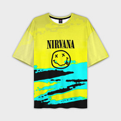 Футболка оверсайз мужская Nirvana краски кислотные, цвет: 3D-принт