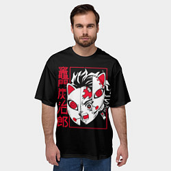 Футболка оверсайз мужская Танкиро Комодо убийца демонов, цвет: 3D-принт — фото 2