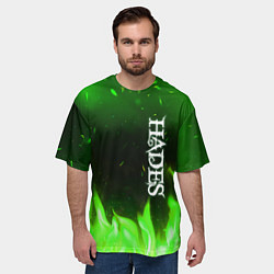 Футболка оверсайз мужская Logo Hades green hell fire, цвет: 3D-принт — фото 2