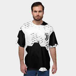 Футболка оверсайз мужская Juventus hexagon black sport, цвет: 3D-принт — фото 2