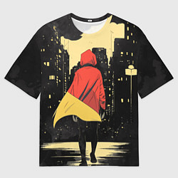 Футболка оверсайз мужская Человек идет по ночному городу, цвет: 3D-принт