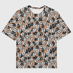 Футболка оверсайз мужская Кофейные зерна узор, цвет: 3D-принт