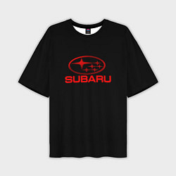 Футболка оверсайз мужская Subaru red logo, цвет: 3D-принт
