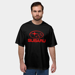 Футболка оверсайз мужская Subaru red logo, цвет: 3D-принт — фото 2