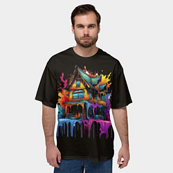 Футболка оверсайз мужская Дом в цветных брызгах, цвет: 3D-принт — фото 2