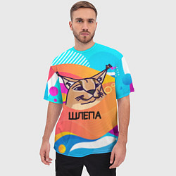 Футболка оверсайз мужская Нарисованный кот Шлепа pop art, цвет: 3D-принт — фото 2