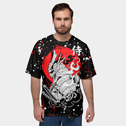 Футболка оверсайз мужская Самурай в маске Хання, цвет: 3D-принт — фото 2