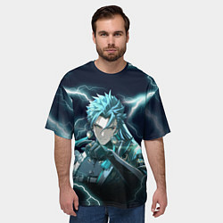 Футболка оверсайз мужская Джиян - Грозовые волны, цвет: 3D-принт — фото 2