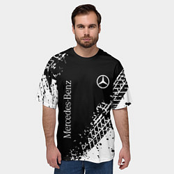 Футболка оверсайз мужская Мерседес: следы от шин, цвет: 3D-принт — фото 2