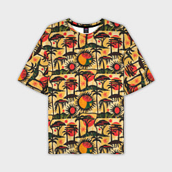 Мужская футболка оверсайз Африка солнце пальмы