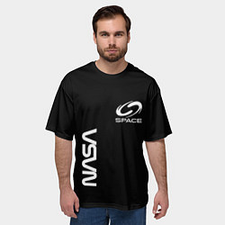 Футболка оверсайз мужская Nasa space logo white, цвет: 3D-принт — фото 2