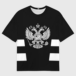 Мужская футболка оверсайз Герб РФ полосы