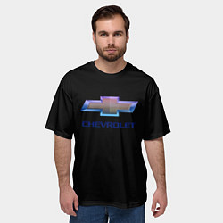 Футболка оверсайз мужская Chevrolet logo neon, цвет: 3D-принт — фото 2