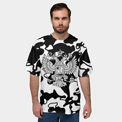 Футболка оверсайз мужская Герб РФ камуфляж текстура, цвет: 3D-принт — фото 2