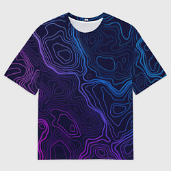 Футболка оверсайз мужская Абстрактная топографическая карта, цвет: 3D-принт