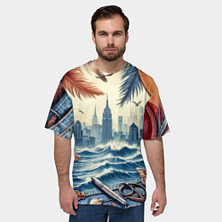 Футболка оверсайз мужская Коллаж с видом Нью-Йорка - нейросеть, цвет: 3D-принт — фото 2