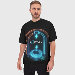 Футболка оверсайз мужская Portal neon style logo, цвет: 3D-принт — фото 2