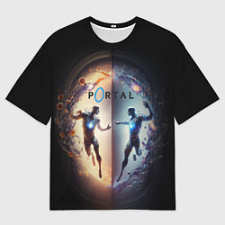 Мужская футболка оверсайз Люди в портале