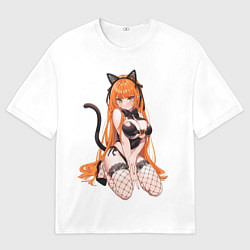 Мужская футболка оверсайз Кошка-девочка