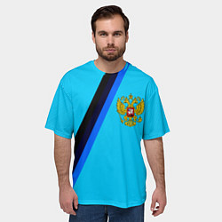 Футболка оверсайз мужская Россия спортивная геометрия, цвет: 3D-принт — фото 2