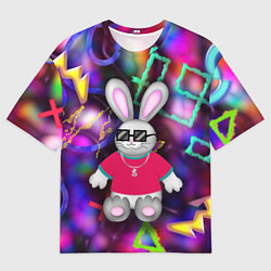 Футболка оверсайз мужская Кролик в футболке, цвет: 3D-принт