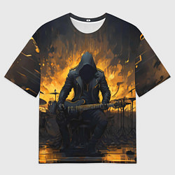 Мужская футболка оверсайз Гитарист играющий в пламени