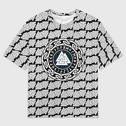 Мужская футболка оверсайз Символика валькнут и руны