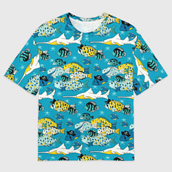 Футболка оверсайз мужская Морские рыбы пираты, цвет: 3D-принт